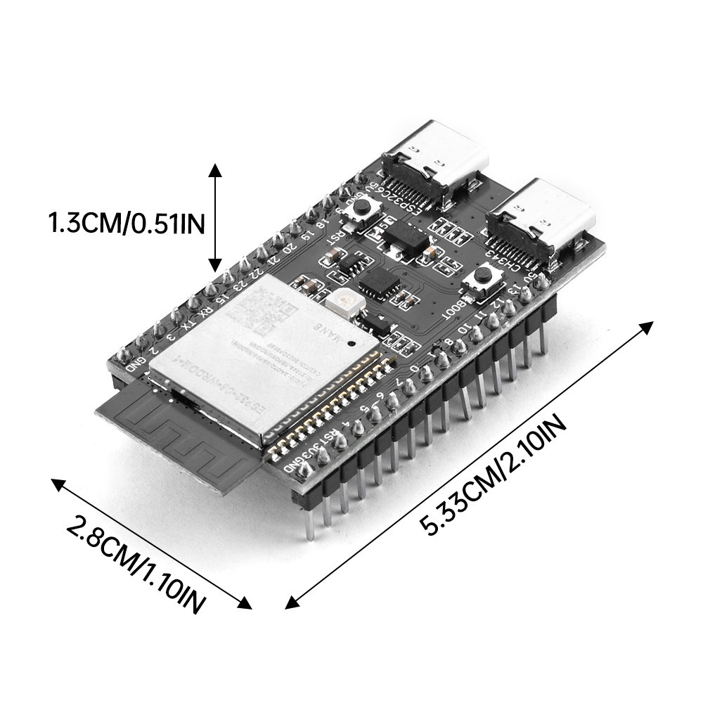 Pcbfun ESP32-C6 บอร์ดโมดูลทดลอง WiFi บลูทูธ ESP32-C6-WROOM-1 Dual TYPE-C
