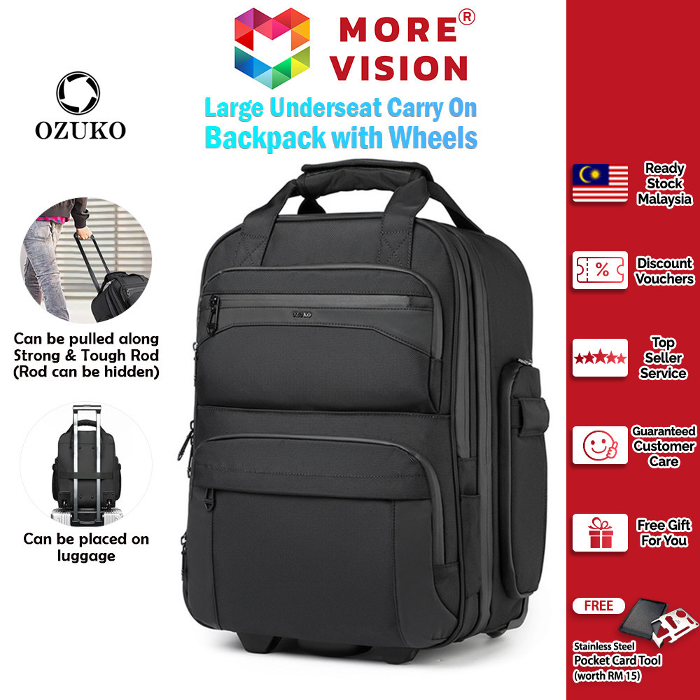 OZUKO Large Capacity Trolley Backpack 2 Wheels Waterproof Business Laptop Travel Luggage Bag High Qu