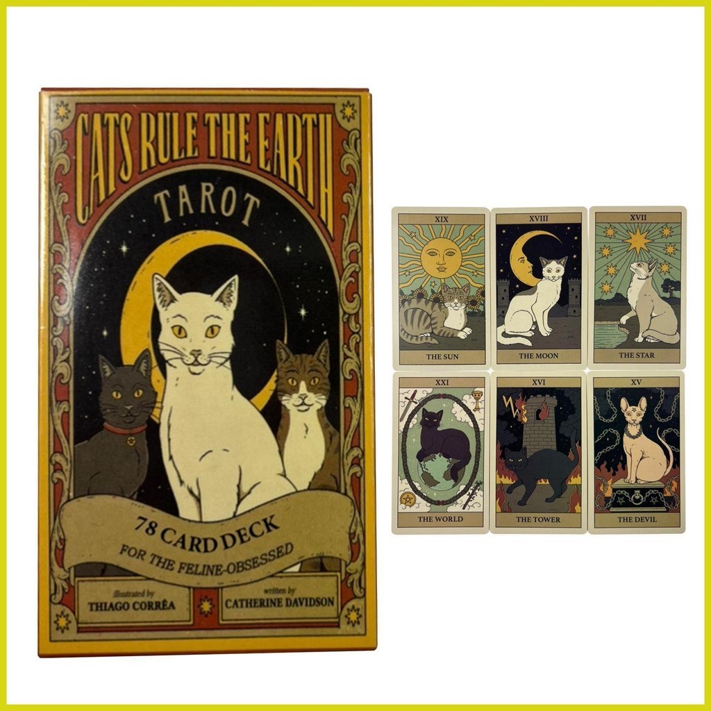 [ Cat Rule Earth Tarot Card ] ไพ่ทาโรต์ รูปแมวนําโชค ของเล่นสําหรับเด็ก 78 ชิ้น