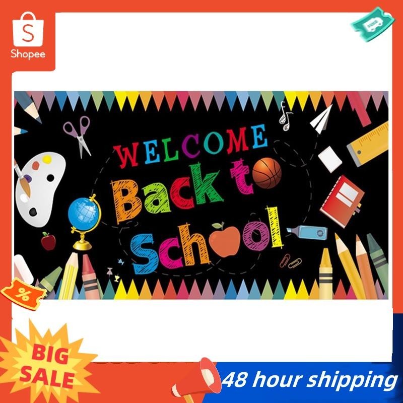 พร้อมส่ง แบนเนอร์ Welcome Back to School Banner, First Day of School Backdrop Banner,Welcome Back to