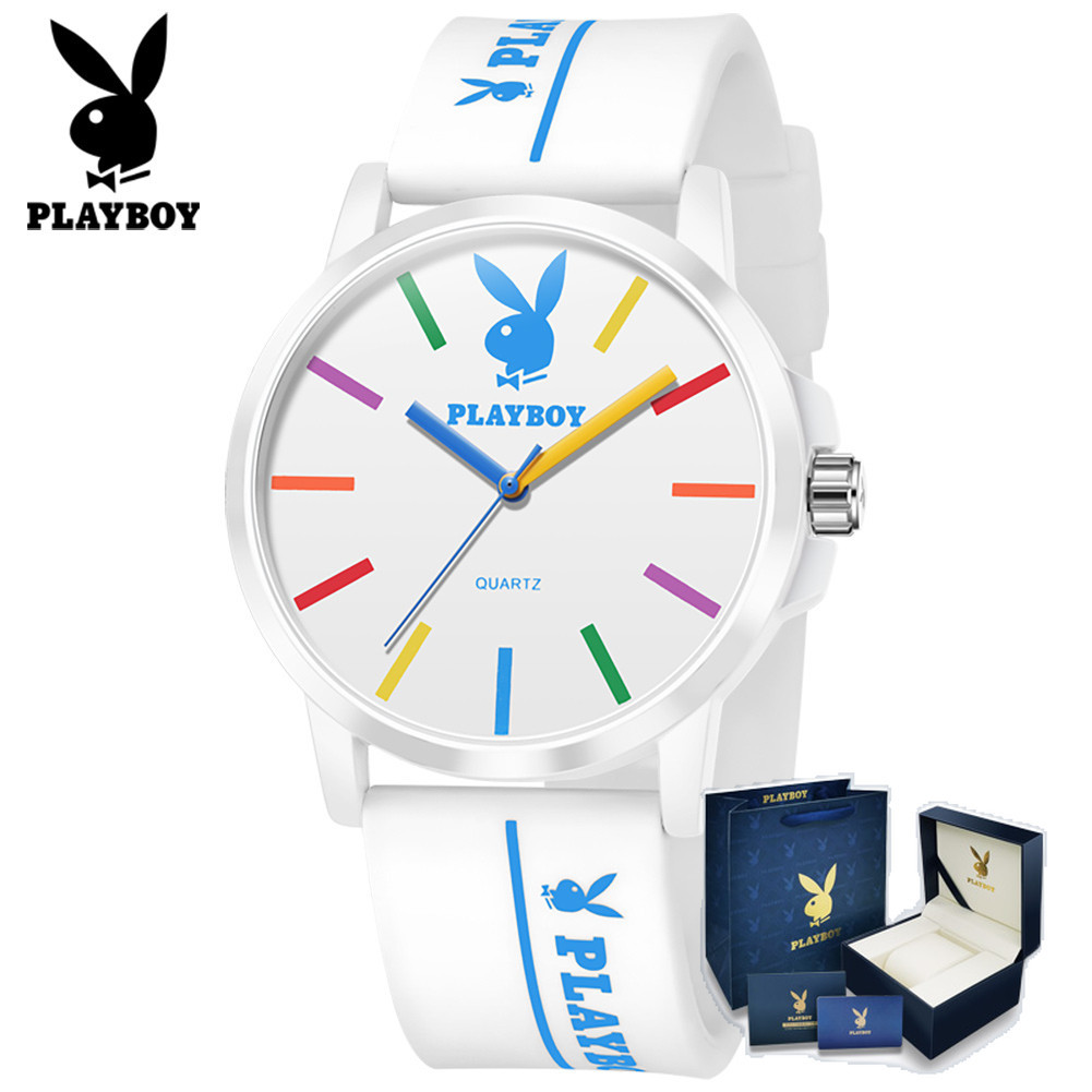 Playboy 🔥 3056 🔥 นาฬิกาข้อมือควอตซ์แฟชั่น สายซิลิโคน กันน้ํา 30 เมตร สําหรับผู้ชาย