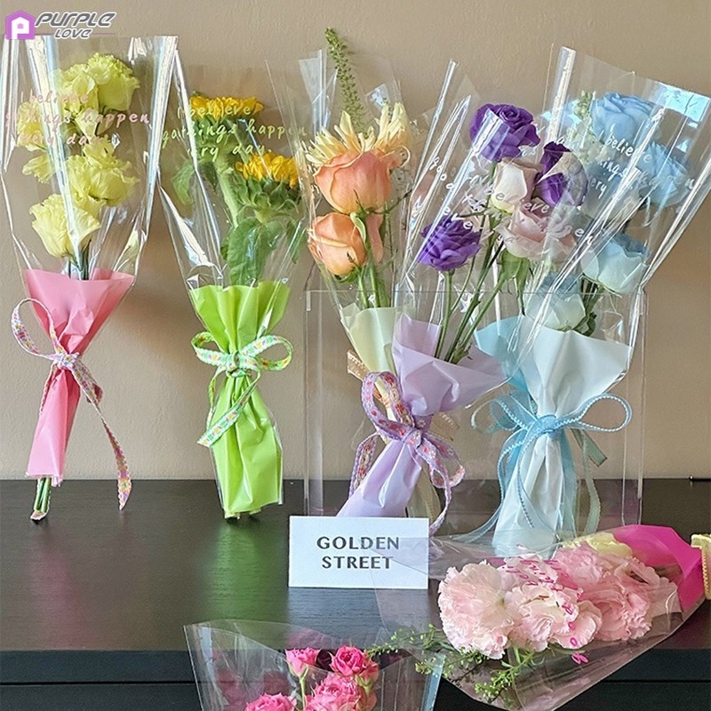 ถุงบรรจุภัณฑ์ กันน้ํา ลายดอกไม้ DIY สําหรับใส่ช่อดอกไม้ ของขวัญวันแม่