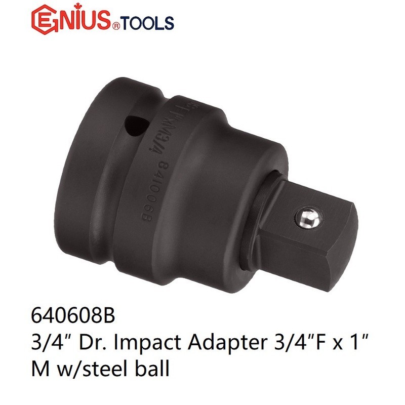 เครื่องมือ GENIUS 3/4" DR. Impact ADAPTER W/STEEL BALL, 3/4"F  1"M (CR-MO) - 640608บี