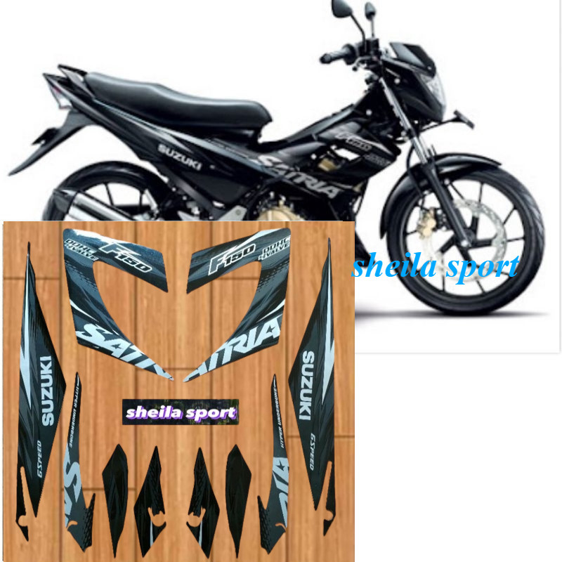 Suzuki satria fu F150 สติ๊กเกอร์ Striping สีดําขลิบเงิน 2013 คุณภาพดี