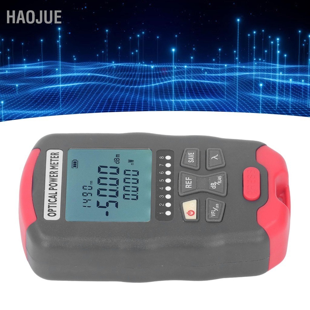 HaoJue 30KM Fiber Optic Power Meter แสงสีแดง VFL เครื่องทดสอบสายเคเบิลสุทธิ LED Light Optical