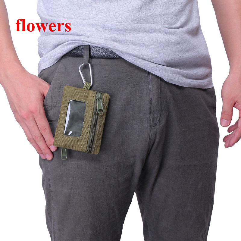 Flowers กระเป๋าสตางค์ใบเล็ก แบบพกพา มีซิป สําหรับใส่เหรียญ กุญแจ เหมาะกับการพกพาเดินทาง