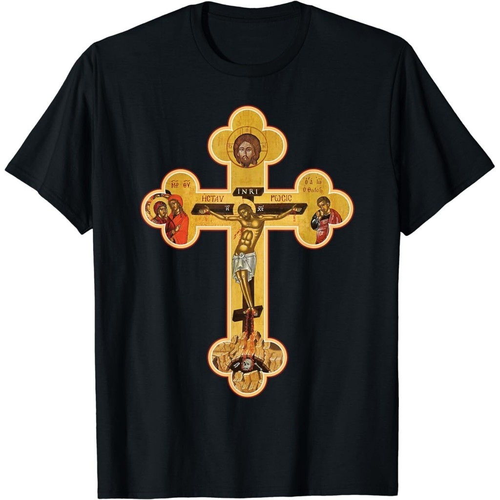 เสื้อยืด Greek Orthodox Jesus Christ Cross Icon