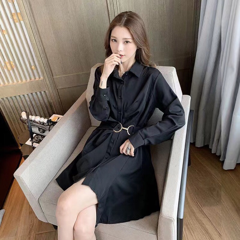 Minni Black Slim Waist Dress - F199