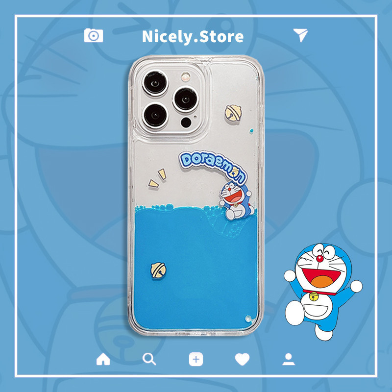 เคสโทรศัพท์มือถืออะคริลิค แบบแข็ง กันกระแทก ลายการ์ตูนโดราเอมอน สําหรับ iPhone 15 14 13 12 Pro Max 11 14Promax
