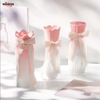 แจกันเซรามิค ลายดอกไม้ สีชมพู สไตล์นอร์ดิก สําหรับตกแต่งบ้าน…