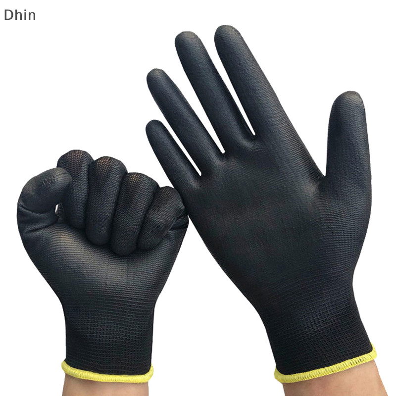 [Dhin] ถุงมือหนัง PU ป้องกันไฟฟ้าสถิตย์ ระบายอากาศ กันลื่น สําหรับช่างไม้ 1 คู่