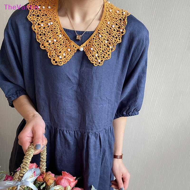 Thevantin ผู้หญิง หวาน เสื้อเชิ้ต ที่ถอดออกได้ ตุ๊กตาปลอม ปกกลวงออก ลูกไม้ ดอกไม้ แต่งระบาย คอปกปลอม ผู้หญิง ผ้าคลุมไหล่ สินค้าที่ดี