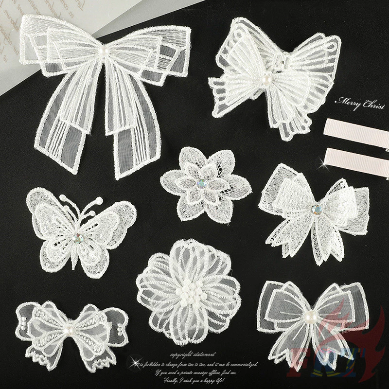 ❀ แผ่นแพทช์ลูกไม้ ลายผีเสื้อ ดอกไม้ โบว์ ❀ แผ่นแพทช์ ปักลาย สําหรับตกแต่งเสื้อผ้า DIY จํานวน 1 ชิ้น