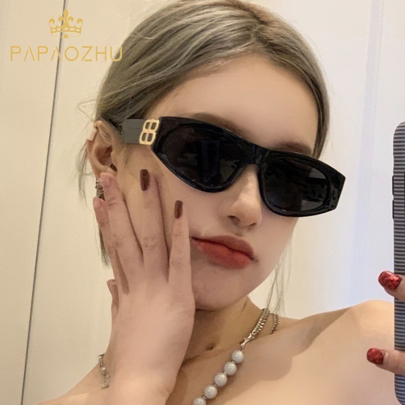 Papaozhu แว่นตากันแดด UV400 ป้องกันรังสียูวี สีทอง ดํา สไตล์พังก์ แฟชั่นสําหรับผู้หญิง และผู้ชาย