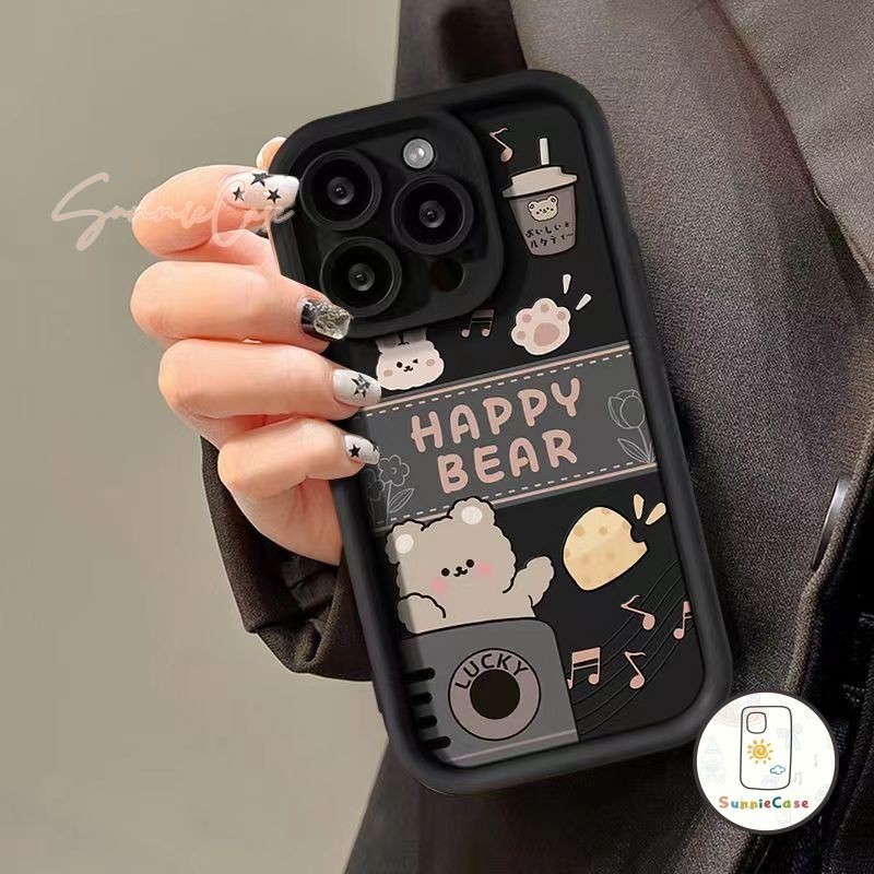 การ์ตูนน่ารักชานมแบร์ปลอกกระสุนคู่VIVO Y36 Y27 Y21 Y15 Y20 Y17 Y15s Y21s Y12i Y16 Y12 Y22 Y12s Y17s Y02 V25 Y91 Y22sY02s
