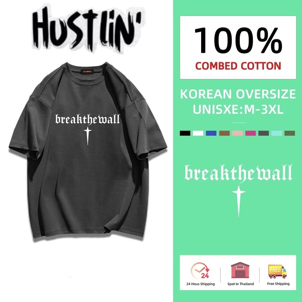 oversize เสื้อยืด  เสื้อแขนสั้นคอกลม  เสื้อยืดเกาหลี  alphabettshirt โอเวอร์ไซส์ รูปหัวใจ COTTON100%