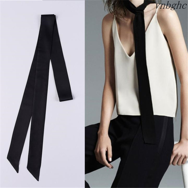 ผ้าพันคอ เนคไท ประดับโบว์ แบบบาง ทรงยาว ทรงสกินนี่ แฟชั่นสําหรับผู้หญิง