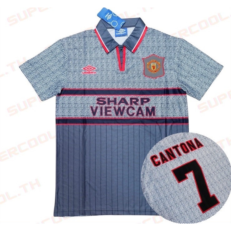 Manchester United Away 1996/1997 เสื้อบอลย้อนยุค เสื้อแมนยูย้อนยุค Sharp Viewcam gray Cantona