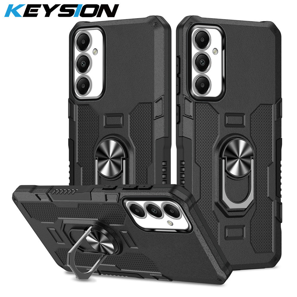 Keysion เคสโทรศัพท์ซิลิโคน PC กันกระแทก พร้อมแหวนขาตั้งโลหะ สําหรับ Samsung A55 5G A35 A25 A15 4G A05 Galaxy A05S