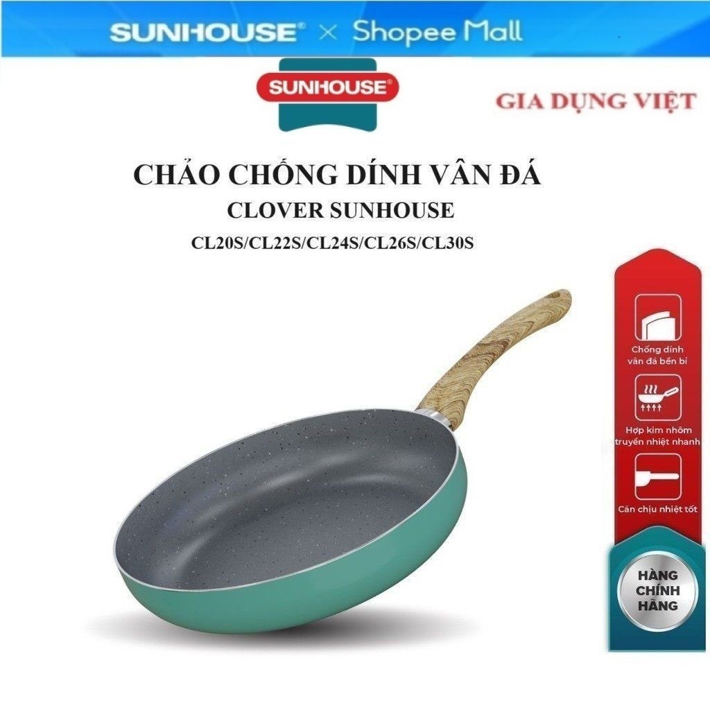 Sunhouse Clover กระทะไม่ติดหิน CL20S/CL22S/CL24S/CL26S/CL30S