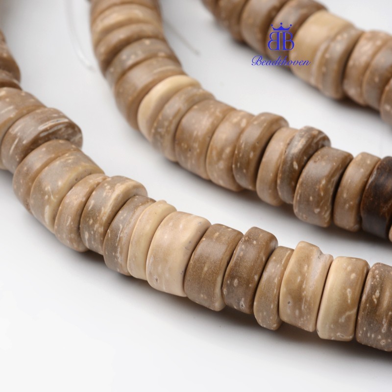 1strand Dyed Coconut Disc Bead Strands BurlyWood 9x2 ~ 6 มม.: 3 มม. ประมาณ 108 ชิ้น/เส้น 15.7 นิ้ว