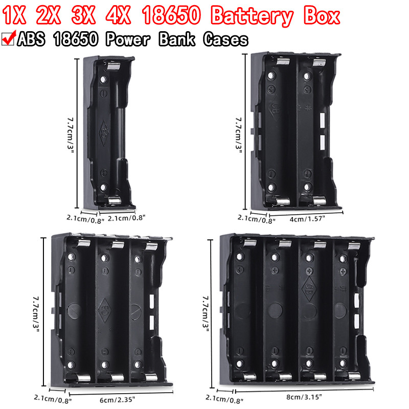 Abs 18650 Power Bank Gevelen 1X 2X 3X 4X 18650 Batterij Hoder Opbergdoos Geval 1 2 3 4 Slot batterij