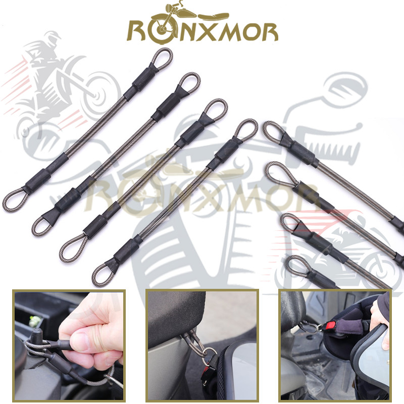 Ronxmor 1PC ยางเคลือบเหล็กเชือกลวด 304 สแตนเลสเชือกลวด Anti-theft หมวกกันน็อกแขวนเชือกความปลอดภัยคู่เสริมไม่เป็นสนิมไม่ทําลายความปลอดภัยเชือก JET SR SL
