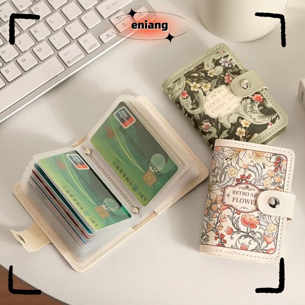 Eniang815 กระเป๋าสตางค์ผู้หญิง,น้ําหนักเบา PU หนังเงินกระเป๋า,แบบพกพาขนาดใหญ่ความจุ 20/30 กระเป๋าการ์ดดอกไม้ภาพวาดสีน้ํามันผู้ถือบัตรเครดิตผู้หญิง