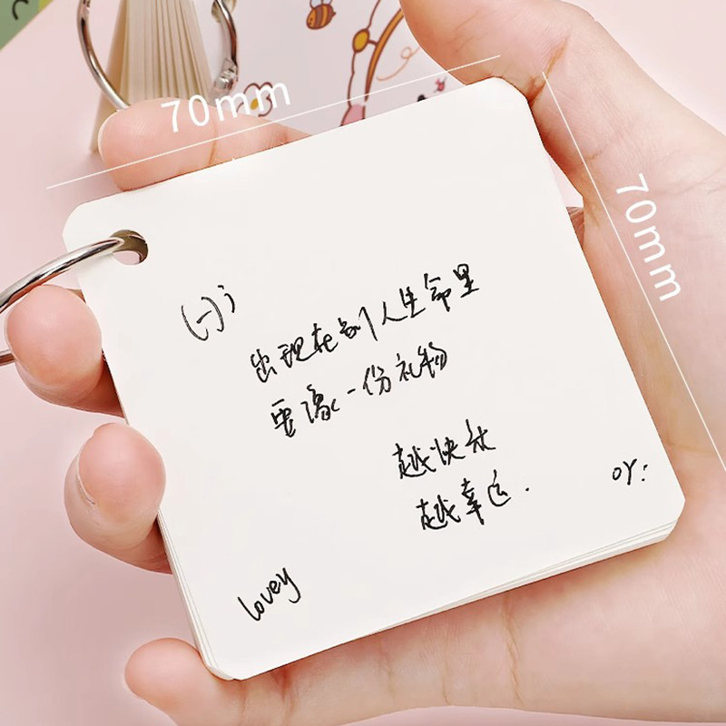 สมุดจดศัพท์ พร้อมห่วงแกะได้ 80 แผ่น 📚ขนาด 7x7 cm📚 ปกลายการ์ตูนน่ารัก กระดาษโน๊ต สมุดจดคำศัพท์ - รูปที่ 4