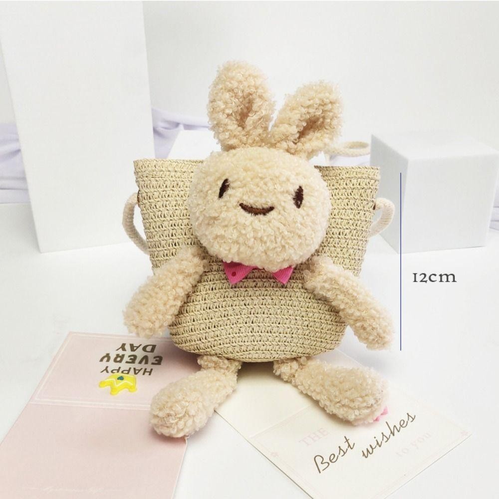 Tonfashion กระเป๋าสะพายไหล่ กระเป๋าถือ ขนาดมินิ ลายการ์ตูนกระต่าย แฮนด์เมด มีซิป พร็อพถ่ายรูป สําหรับเด็ก - รูปที่ 2