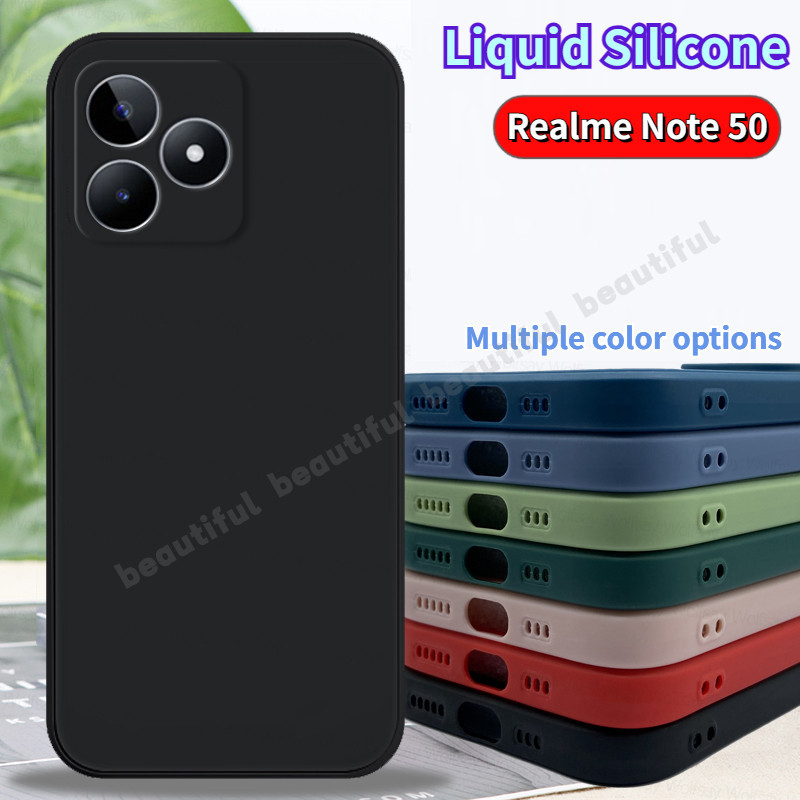 Realmenote50 เคสโทรศัพท์สําหรับRealmeหมายเหตุ 50 60 Note60 C51 C53 C65 C67 C63 4Gปลอกกันกระแทกกันชนซิลิโคนเหลวนุ่มTPUคู่สีบริสุทธิ์ป้องกันฝาครอบสีดําRealmeC63 C61 4G