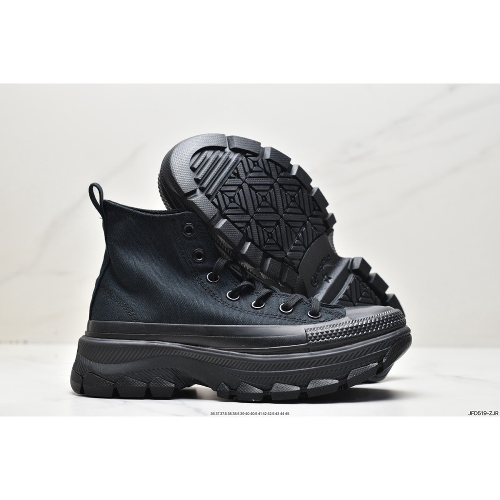 Converse All Star Trekwave OX 100th Anniversary Fashion Unisex Heighten All Black Thick Sole Canvas