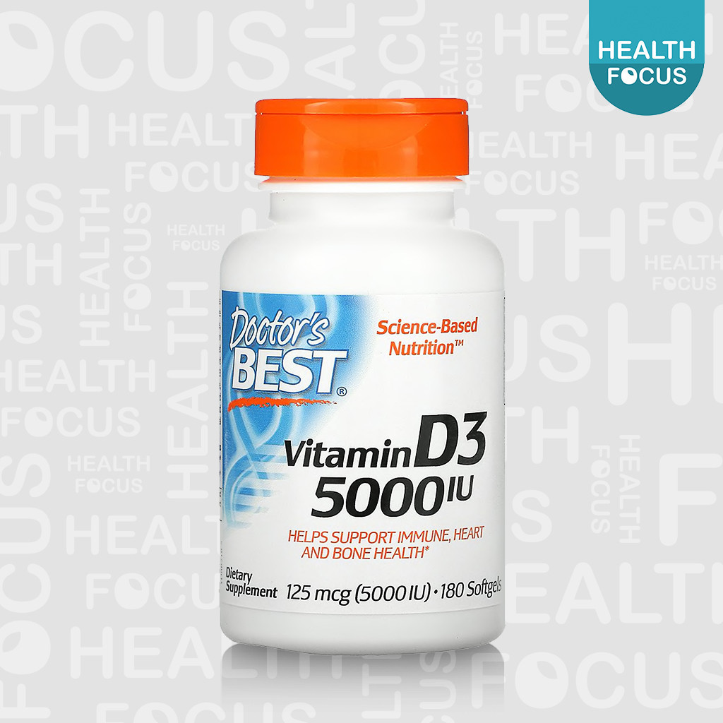 [พร้อมส่ง] Doctor's Best Vitamin D3 [5000IU] 125 mcg วิตามินดี3 D3 125 ไมโครกรัม [HealthFocus]