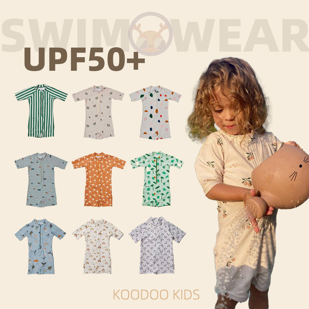 Upf50 + ชุดว ่ ายน ้ ําเด ็ กชุดว ่ ายน ้ ําเด ็ กชุดว ่ ายน ้ ําการ ์ ตูนชิ ้ นเดียว +Cap Quick-Drying UV