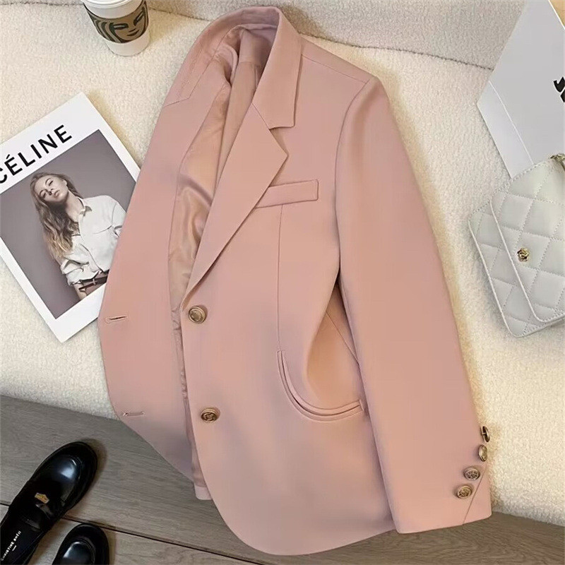 Suit jacket women retro British style senior design sense small suit blazer spring autumn 2024 khaki