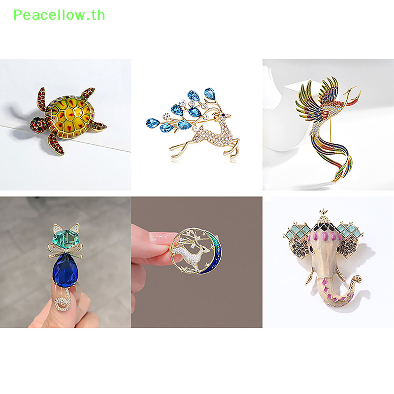 Peacellow Vintage เคลือบช้างคริสตัลเข็มกลัดผู้หญิงคลาสสิกสัตว์โลหะเข็มกลัด Pins เสื้อผ้าคริสตัลบุคลิกภาพเครื่องประดับของขวัญ TH