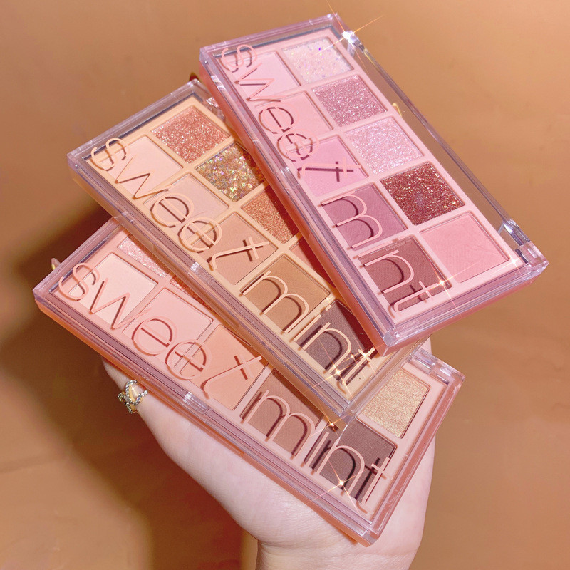Sweet MINT พาเลทอายแชโดว์ ชิมเมอร์ เนื้อแมตต์ กลิตเตอร์ ติดทนนาน 10 สี