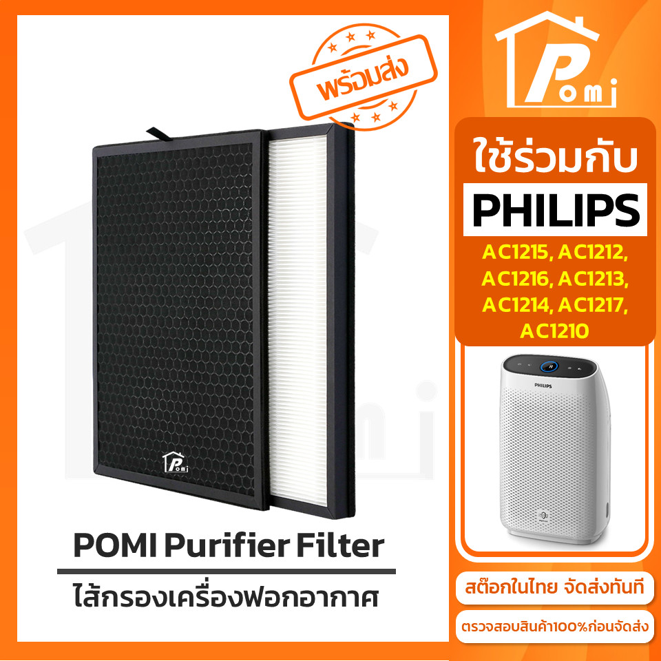 POMI Filter ไส้กรองทดแทน เครื่องฟอกอากาศ สำหรับ ฟิลิปส์ Philips รุ่น AC1215 AC1212 AC1216 AC1213 AC1214 AC1217 AC1210