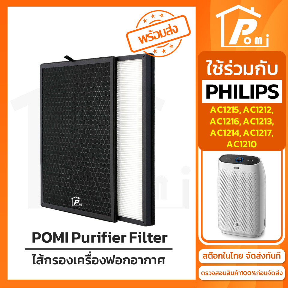 POMI Filter ไส้กรองทดแทน เครื่องฟอกอากาศ สำหรับ ฟิลิปส์ Philips รุ่น AC1215 AC1212 AC1216 AC1213 AC1