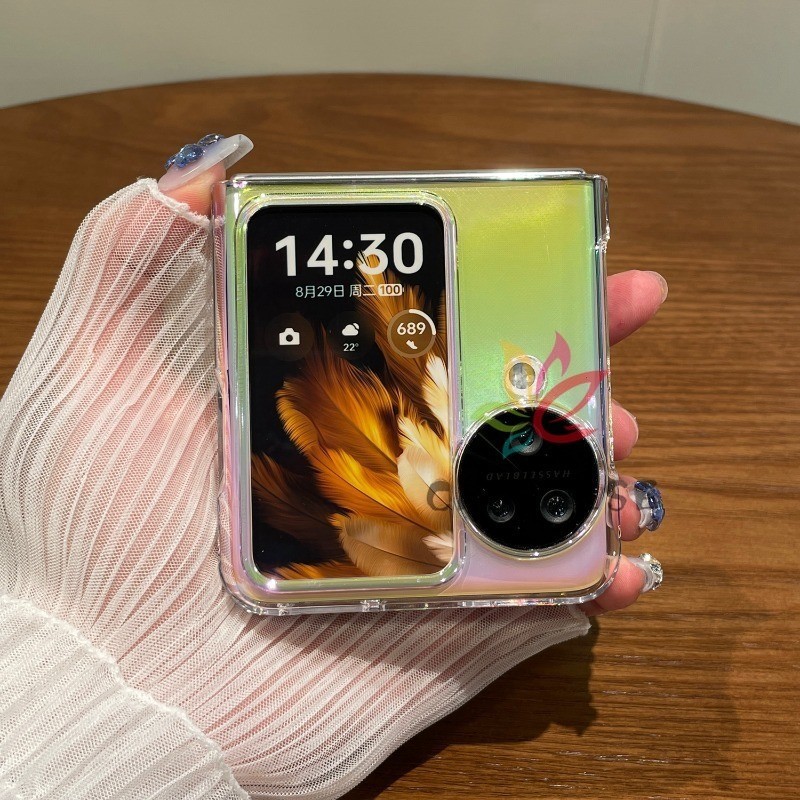 เคสโทรศัพท์มือถือ PC แข็ง แบบใส กันกระแทก สีสันสดใส หรูหรา สําหรับ OPPO Find N2 N3