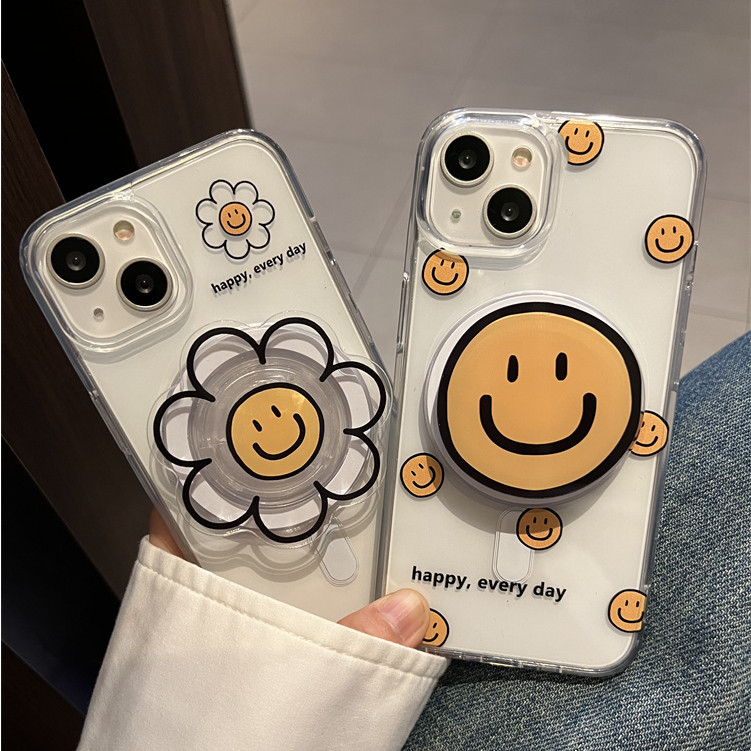 เคสโทรศัพท์มือถือ TPU แบบนิ่ม ลายดอกทานตะวัน หน้ายิ้ม 3D สําหรับ iPhone 6 6S 7 8 14 15 Plus X XS XR 11 12 13 14 15 Pro Max SE