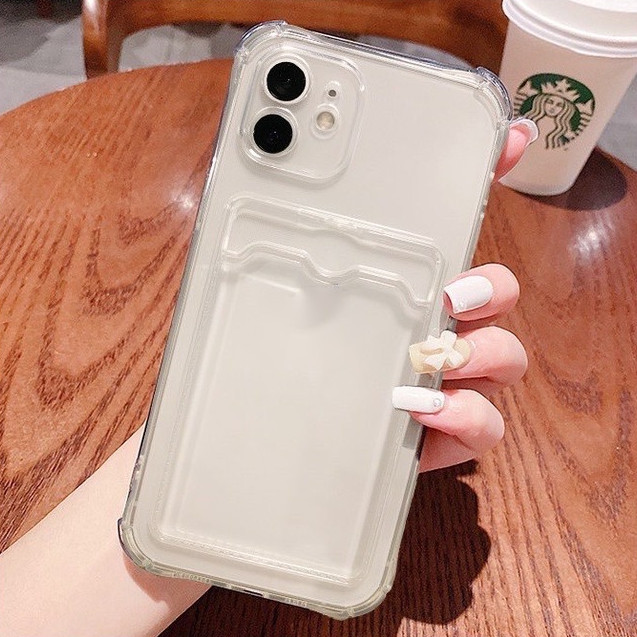 เคสใส เคสโทรศัพท์ที่ใส่ช่องเสียบการ์ด for iPhone 11 13 12 14 15 Pro Max Promax XR XS Max 7 8 Plus XR เคสโทรศัพท์ซิลิโคน