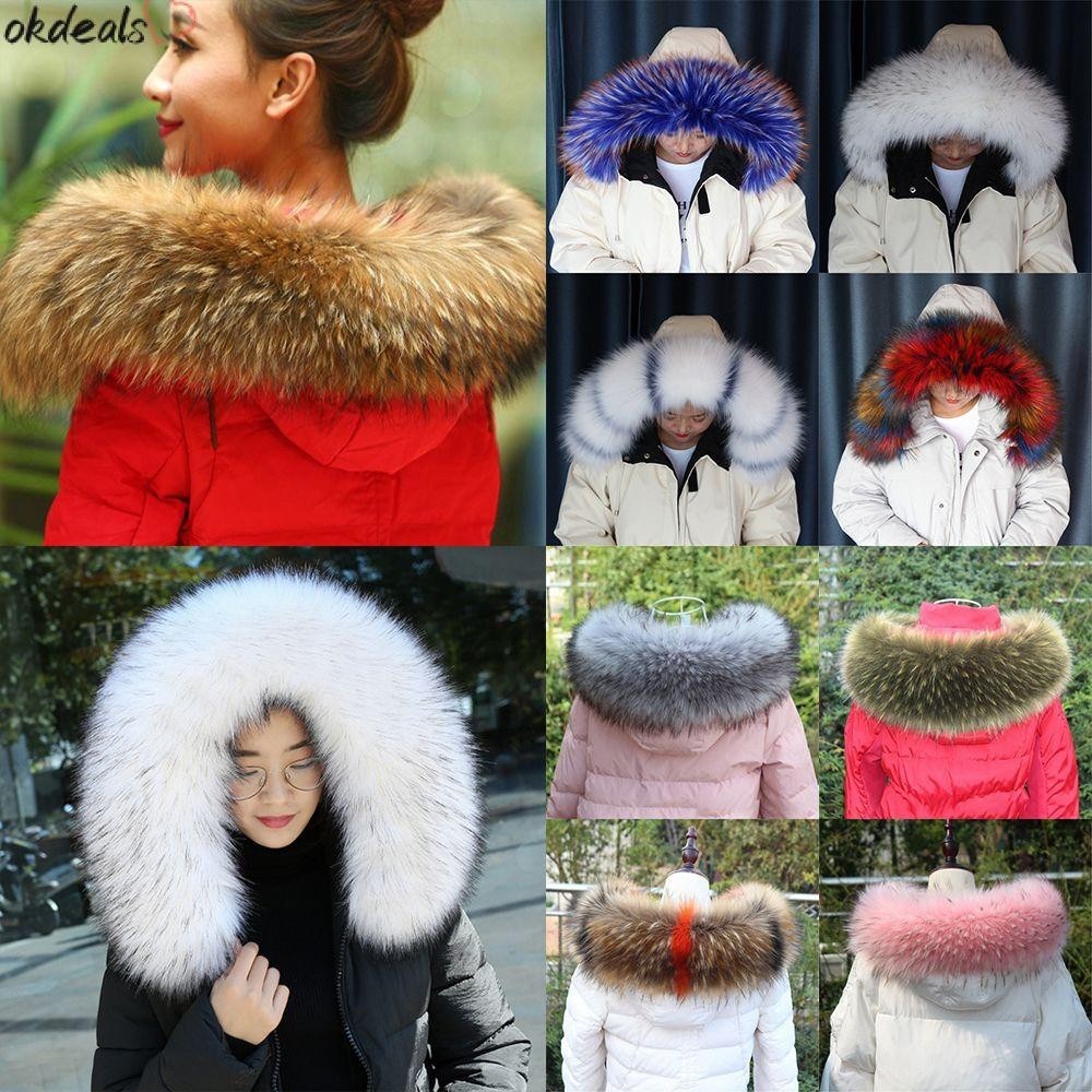 Okdeals เสื้อโค้ท ผ้าคลุมไหล่ ประดับขนเฟอร์ ถอดออกได้ แฟชั่นฤดูหนาว สําหรับผู้หญิง