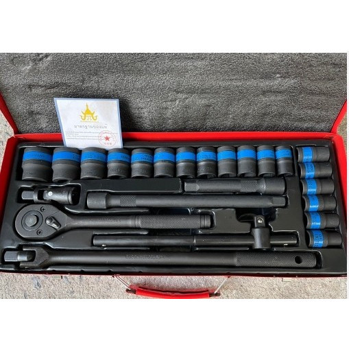 ออกใบกำกับภาษีได้ ชุดบล็อก Euro King Tools ลูกบล็อกดำ 4 หุน (1/2”) จำนวน 24 ชิ้น (มีตัวเลือก 6 เหลี่ยมหรือ 12 เหลี่ยม)