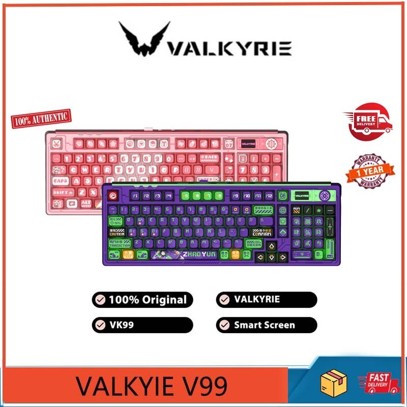 Valkyrie VK99 Lv bu/Zhao Yun บอร์ดคีย์บอร์ดเล่นเกม พร้อมลูกบิด อเนกประสงค์ หน้าจออัจฉริยะ สามโหมด RGB เปลี่ยนได้ สําหรับคอมพิวเตอร์