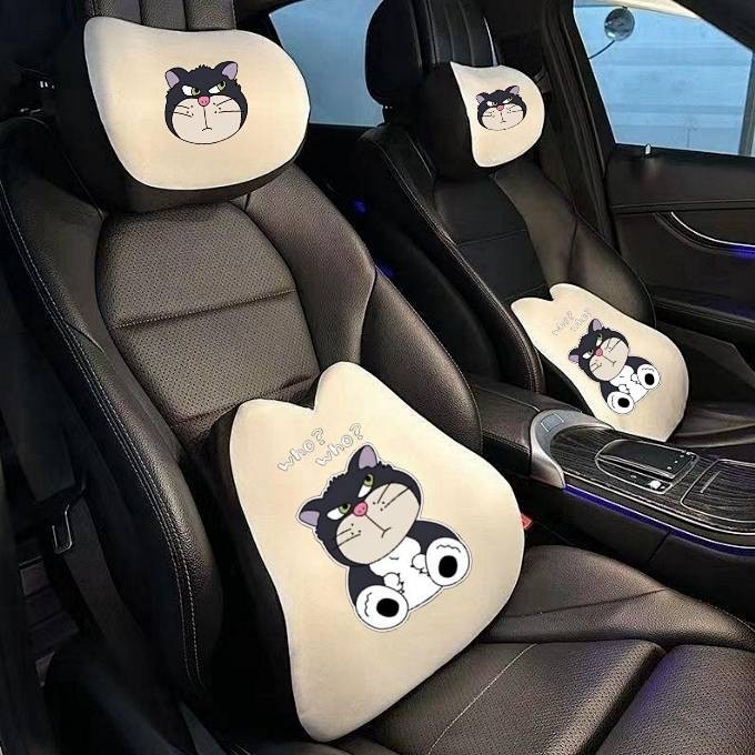 New style Lucifer Headrest Cartoon Memory Foam Automotive Headrest Lucifer Lumbar Support Pillow Slow Rebound Waist Pillow Four Seasons Universal Car Pillow Cute car decoration VvvV