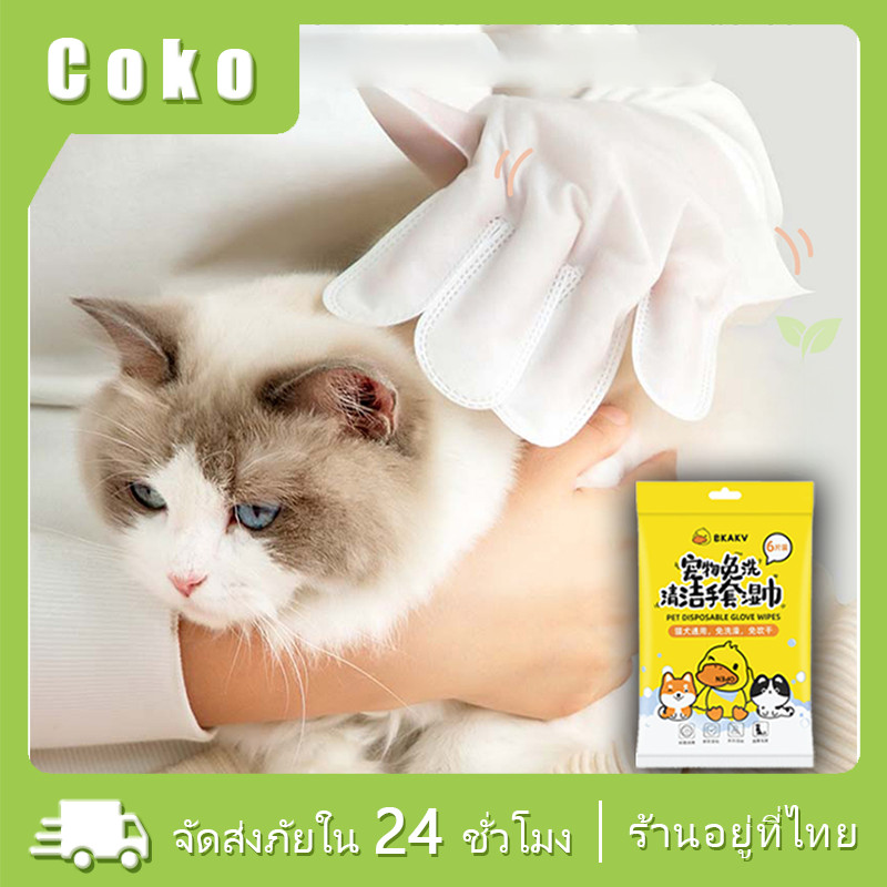 ถุงมือเช็ดตัวสัตว์เลี้ยง  ชุด6ชิ้น สำหรับอาบน้ำสุนัข แมว COD   
