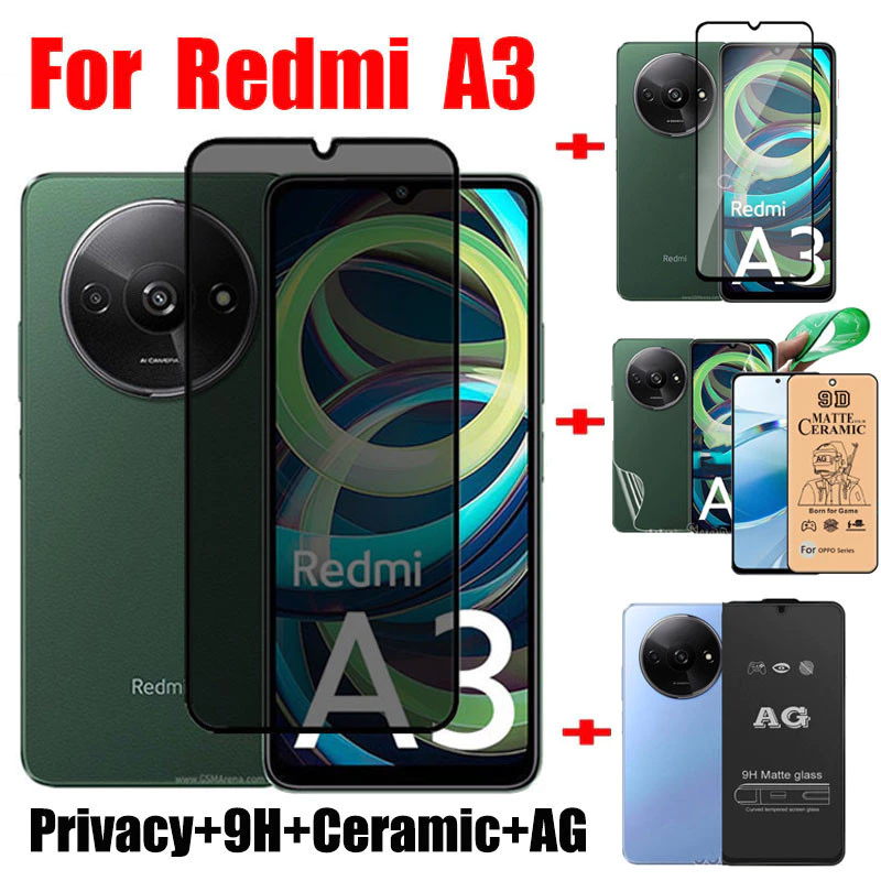 ฟิล์มกระจก ฟิล์มกันเสือก Redmi A3 ฟิล์มกระจกนิรภัย ป้องกันการแอบมอง เต็มจอ XIAOMI Redmi A1 A2 A3 13C 12C 10C 9 9A 9C 9T
