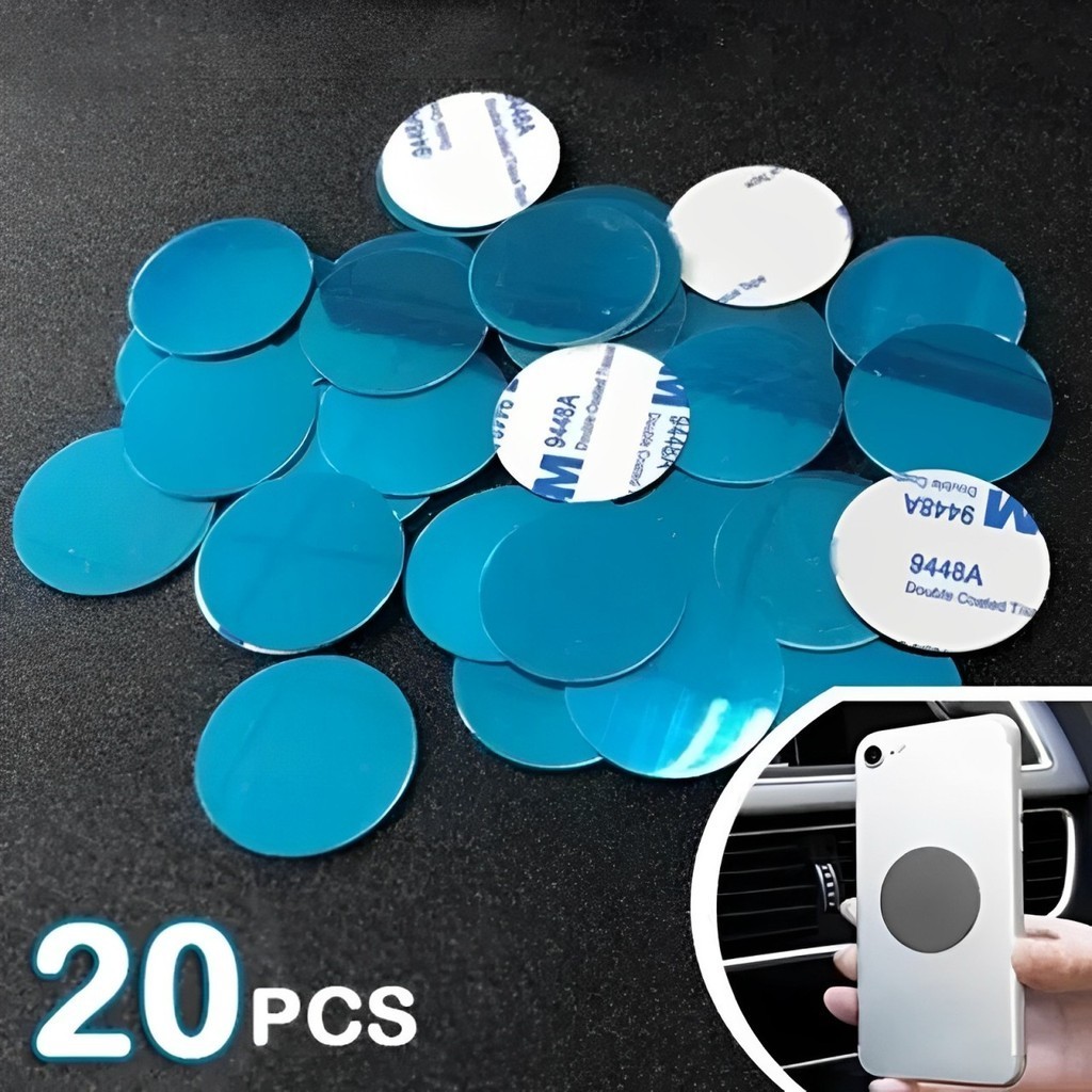 แผ่นโลหะแม่เหล็ก 20 ชิ้น สําหรับที่วางโทรศัพท์ในรถยนต์ แบบสากล แผ่นเหล็ก สติกเกอร์ขาตั้งโทรศัพท์มือถือ ที่วางแม่เหล็ก