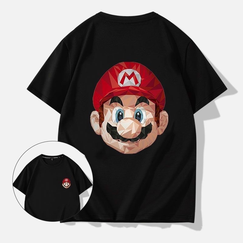 เสื้อยืด Mario 2024 เกม Super Mario เสื้อยืดแขนสั้น การ์ตูน อะนิเมะ ชุดลำลองสำหรับคู่รัก